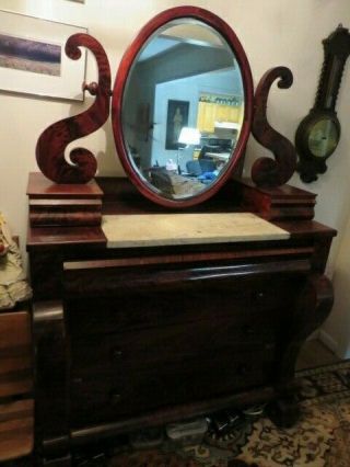 Antique Chest / Dresser With 6 Drawer With Mirror And Marble Top Late 1800’s