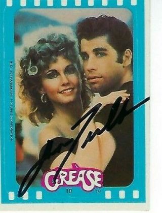 John Tavolta Hand Signed 1978 Topps " Grease " Blue Sticker 10 - Danny Zuko