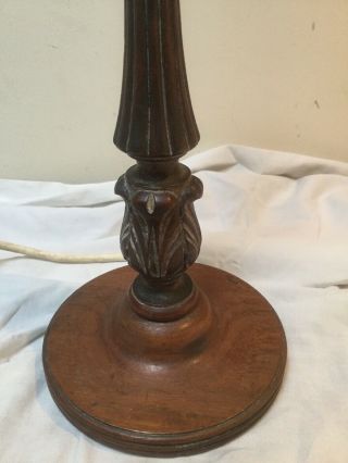 Large Edwardian ? Table Lamp Base Ornate Classical Carved Wood Vintage Light 3