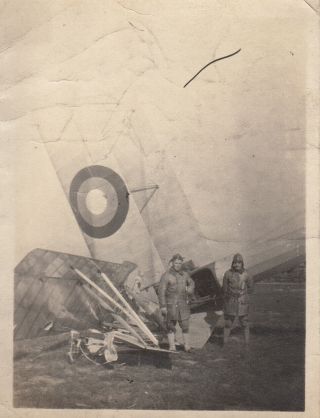 Wwi Snapshot Photo Pilots With Crahsed Biplane Fighter France 16