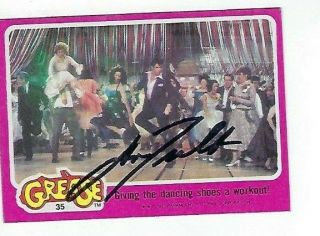 John Tavolta Signed 1978 Topps " Grease " Pink 35 - Giving The Dancings A Workout