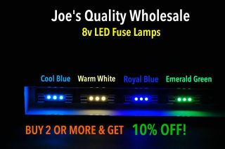 (100) Blue/warm White/8v Fuse Lamps Leds 4415 2330 2385 2230 - Receiver/vintage