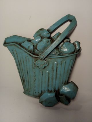 Vintage Sexton Usa Metal Wall Plaque Coal Bucket - Scuttle Kitchen Decor Turquoise