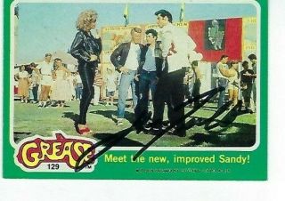 John Tavolta Signed 1978 Topps " Grease " Green 129 - Meet The Imrpoved Sandy