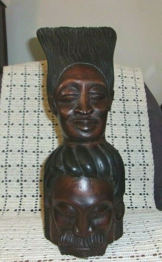 1998 Hand Carved African Man & Woman 14 " Statue Figure Signed C Crooks Tribal ?