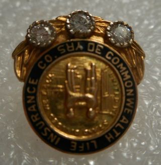 10k Yellow Gold 30 Year Service Award Pin 3 Accent Diamonds Commonwealth Ins Co.