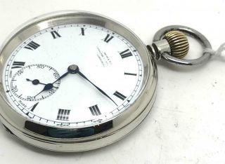 A Lovely Vintage Nickel Open Faced Waite & Son Pocket Watch 2