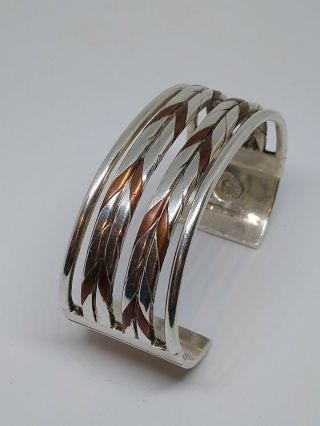 Rare William Spratling Sterling Silver Mixed Metal Cuff Bracelet Taxco Mexico