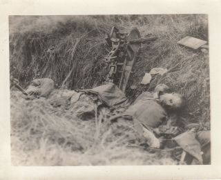 Wwi Photo Kia Killed Dead German At Mg08 Machine Gun In Trench France 9