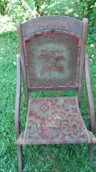 Wood Folding Rocker Rocking Chair Victorian Vintage Antique Needs Restoration