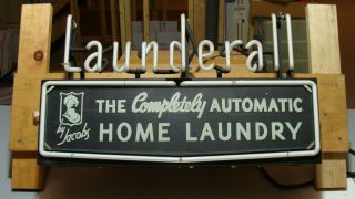 1940 ' s LAUNDERALL Washing Machine NEON Sign w/ BOOK RARE 2