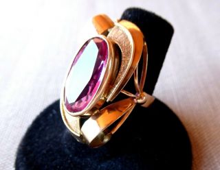 Vintage Ussr Soviet Russian Solid 14k/ 583 Yellow Gold,  Natural Ruby Ring,  Sz 6