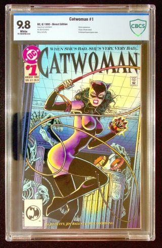 Catwoman 1 (1993) Cbcs 9.  8 Jim Balent Giordano Embossed Cover Origin Of Bane