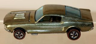 Dte 1968 Hot Wheels Redline 6206 Metallic Olive Custom Mustang W/brown Int