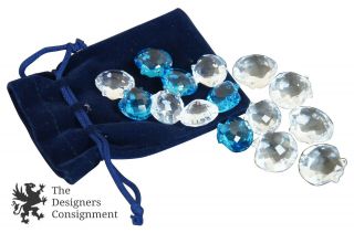 15 Scs Swarovski Crystal Miniature Sea Scallop Shells Blue Clear 833575