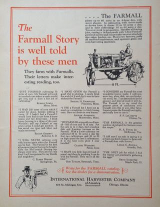 1929 Ad.  (xc20) International Harvester Co.  The Farmall Tractor Story