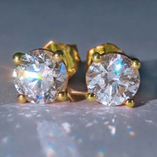 1ct 100 Natural Diamond Pair 0.  5ct 14k Yellow Gold Stud Earrings E901 - 21
