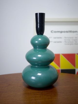Vintage Retro Mid Century 60 70s Style Pottery Table Lamp Base Bubble Green Teal