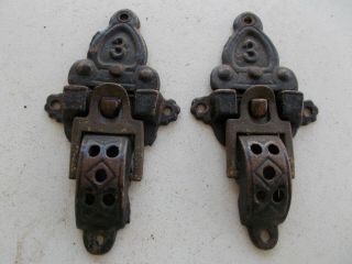 Antique Steamer Trunk Parts (2) 3 Cast Iron Clasps