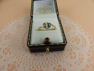 Vintage 18ct 18carat Gold And Platinum Diamond & Sapphire Ring Size 