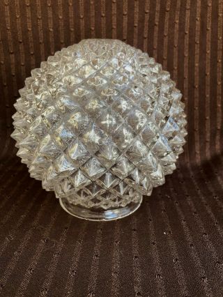 Vintage Art Deco Diamond Pattern Embossed Glass Lamp Shade Globe 28
