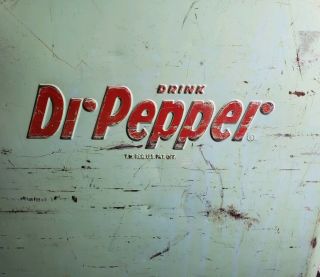 Vintage Green Dr.  Pepper Metal Picnic Cooler Soda Ice Chest - Complete 2
