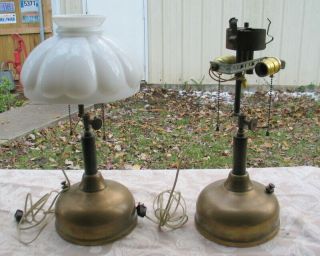 Antique Vintage Coleman Quick - Lite Lamp Lantern Milk Glass Shade,  A Pair
