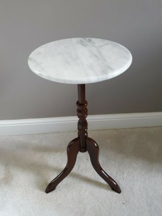 Vintage Centurion Wood Marble Top Plant Stand End Table 24 " Tall