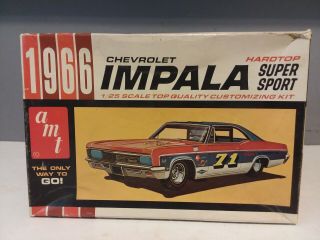 Vintage Amt 1966 Chevy Impala Ss Ht Model Car Kit Unbuilt 1/25