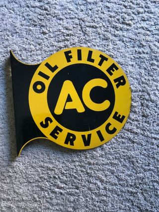 1940 Ac Oil Filter Service Gas Station Advertising Metal Flange Sign