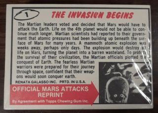 Mars Attacks Topps Reprint Set 56 Cards Renata Galasso 1984 Factory 2