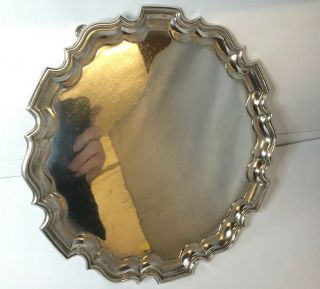 VINTAGE 12” SILVER PLATED FOOTED TRAY SALVER - WALKER & HALL,  1930 - 1939 2