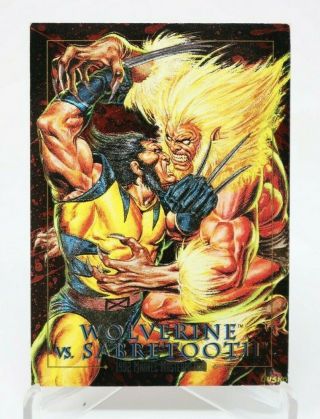 1992 Marvel Masterpiece Spectra - Etch Foil Wolverine Vs Sabretooth Insert 3 - D