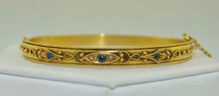 18k Victorian Etruscan Revival Sapphire & Diamond Bracelet