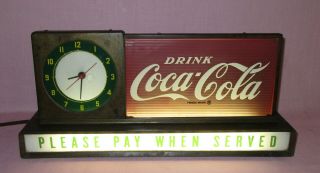 Vintage Coca Cola Light Up Clock Sign Soda Shop Diner Countertop Display Rare