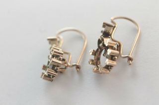 Antique Victorian 14k Rose Gold French Past Articulated Dangel Pierced Earrings