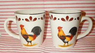 2 Rooster Cockerel Chanticleer Mugs Cups Todays Home Coffee Tea Liquids