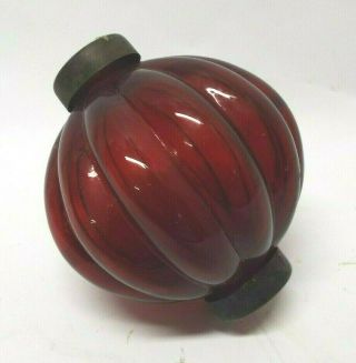 Vintage 4 1/2 " Diameter Ribbed Ruby Red Glass Lamp Part Globe