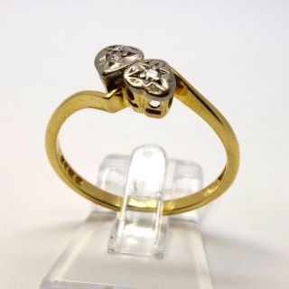18ct Gold Diamond Entwined Hearts Vintage Ring | Size K 1/4 (uk) 5.  5 (us)