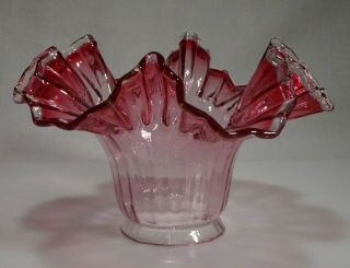 Vintage Cranberry Edge Glass Lamp Shade 2.  25 " Fitter - 56710