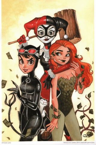 Chrissie Zullo Signed Dc Comic Batman Art Print Harley Quinn Catwoman Poison Ivy
