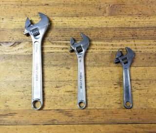 Vintage Adjustable Wrench Set • Craftsman Crescent Mechanics Machinist Tool ☆usa