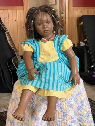 Vintage Annette Himstedt Ayoka,  African American Doll Beauty,  Vinyl 27 "