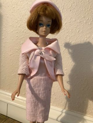Vintage 1958 Red Hair Barbie Doll With Metal Stand