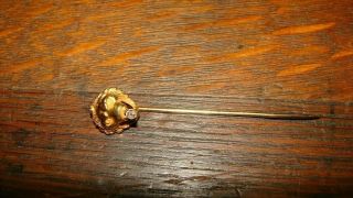 Vintage Antique 14k Solid Yellow Gold Diamond Figural Lion Head Stick Pin