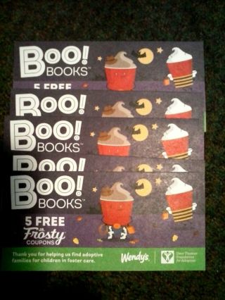 Five Wendys Halloween Frosty Boo Coupon Booklets Books 5 Frostys Per Book