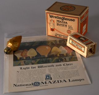 Rare Art Deco Ge Westinghouse Mazda Lamps 6 Modernistic Light Bulbs @ Orig.  Box