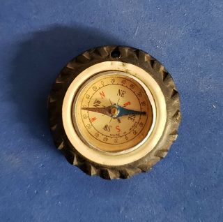 Vintage,  Rubber Farm Tractor Tire Compass,  Keychain.  Made In Japan.