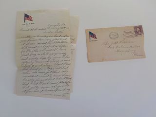 Wwi Letter 1918 Flu Case Of World War One Soldier Ww I Vtg Camp Lee Virginia Ww1