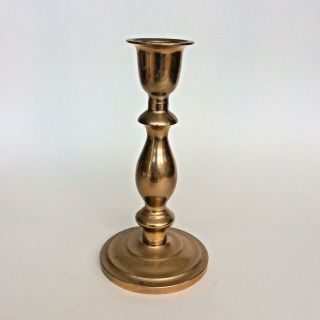 Vintage Single Candlestick Holder Solid Brass Metal Round Base 15 Cm